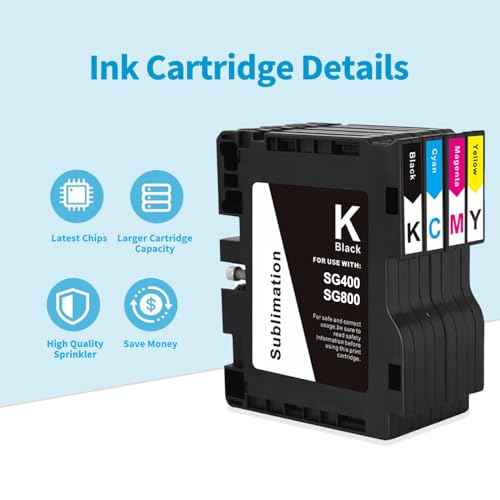 SG400 SG800 Sublimation Ink Cartridge for Sawgrass Virtuoso SG400 SG800 Printers (Black, Cyan, Magenta, Yellow)