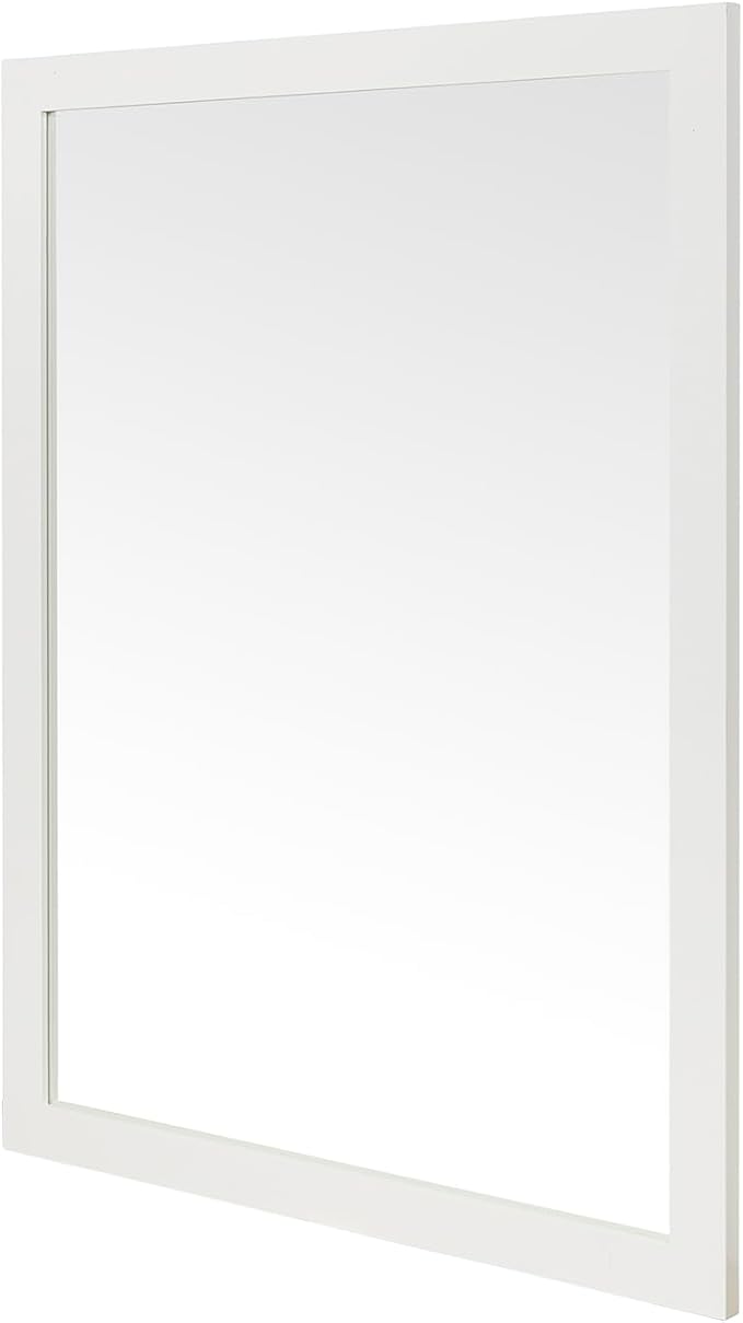 ARIEL Rectangular Wooden Mirror 30" x 40" in White, Flexible Horizontal/Vertical Hanging for Bathroom, Vanity, Entryway & Living Room Decor, Farmhouse Style