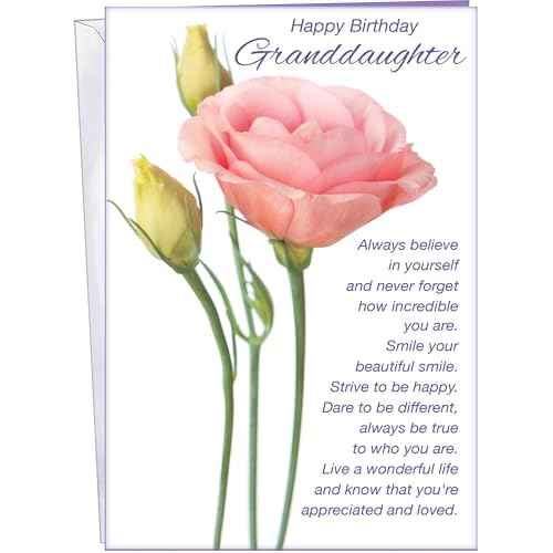 Chuck's Card-O-Rama - Granddaughter Birthday Card - Made in USA - Large Card Opens to 10" x 7.75" - 95359