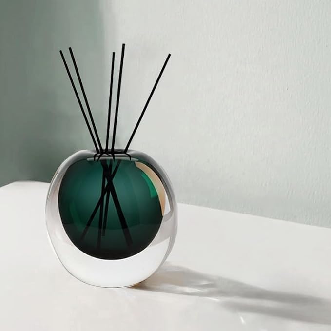 Green Glass Vase, DIY Empty Reed Diffuser Bottle for Essential Oils, 200mL, Aromatherapy, Modern Home Decor