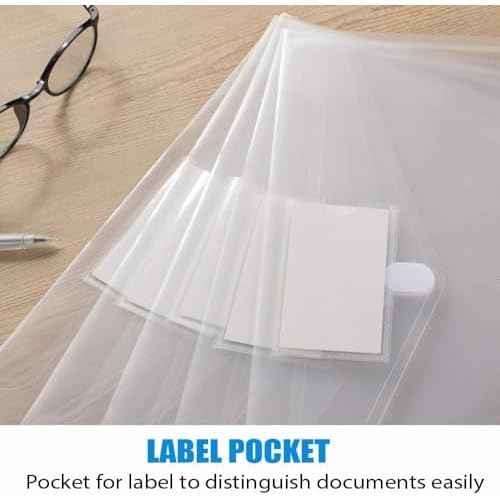 Sooez 50 Pack Plastic Envelopes File Folders, Clear