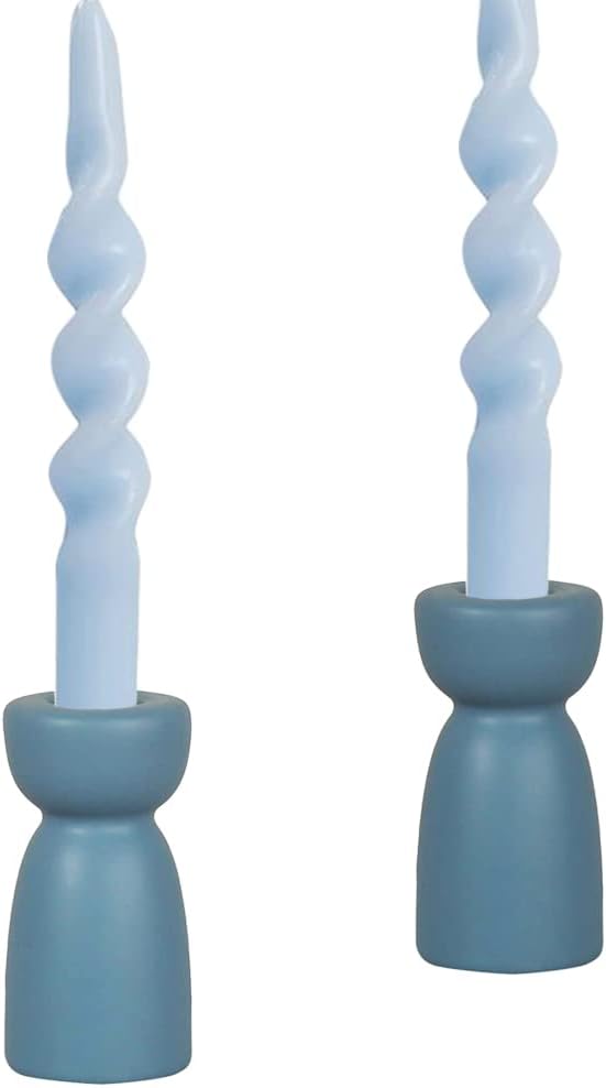 Candlestick Holders, Ceramic Blue Taper Candle Holder Candlelight Stand, Modern Boho Candle Holders for Desktop Table Setting Dining Bathroom Home Wedding Fathers Day Party Decoration,2 Pack