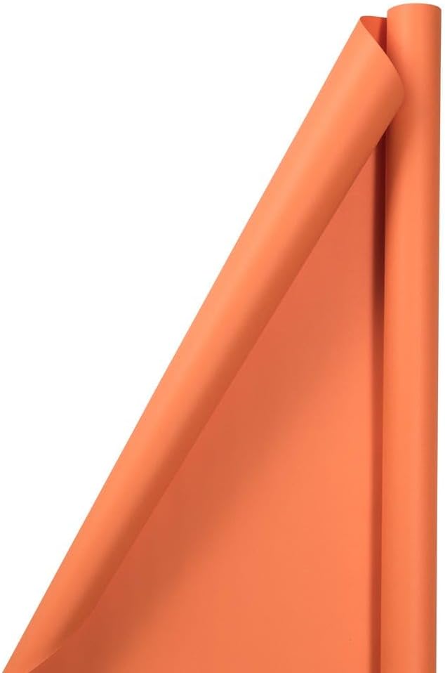 JAM Paper Gift Wrap - Matte Wrapping Paper - 100 Sq Ft Total - Matte Orange - 4 Rolls/Pack