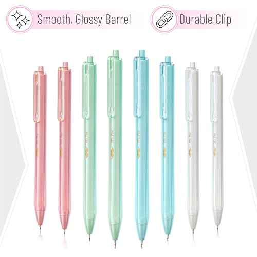 Mr. Pen Retractable Gel Pens - 8 Pack, Black Ink, 0.5mm Fine Point, Pastel Barrels, Fast Dry Aesthetic Pens