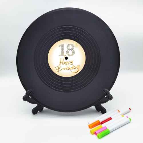 Vinyl Record Sweet 18 Birthday Decorations 11.6"X11.6", 18th birthday decorations Party Favor Sign Poster, 18th Birthday Guest Book Alternative, Great Sweet 18 Gifts for Girls or Boys (18 Years Old)