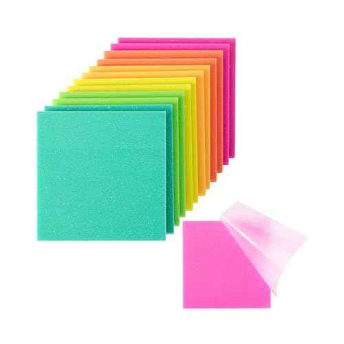 Mr. Pen- Plastic Glitter Sticky Notes, 3¡±x3¡±, 12 Pads, 600 Sheets, Vivid Palette Sticky Notes, Sticky Note, Self-Stick Note Pads