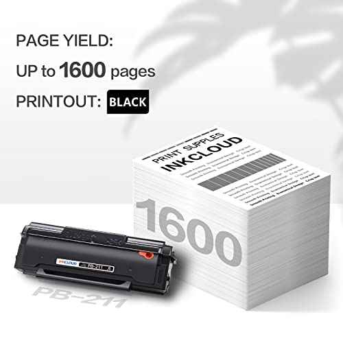 INKCLOUD PB-211 PB-211 EV Black Toner Cartridge Compatible with Pantum P2200, P2500W, P2502W, M6500NW, M6550NW, M6552NW, M6600NW, M6602NW Series Printers, Yeilds up to 1600 Pages,1Pack¡¦