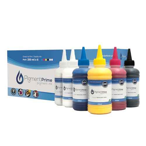 DTF Ink Premium 6 x 250 ml Heat Transfer Ink kit for Conversion Refill for Print Head L1800, R2400, L800, 1430, P400, P800, R2000, XP-15000 All DTF Printers (White Cyan Magenta Yellow Black)