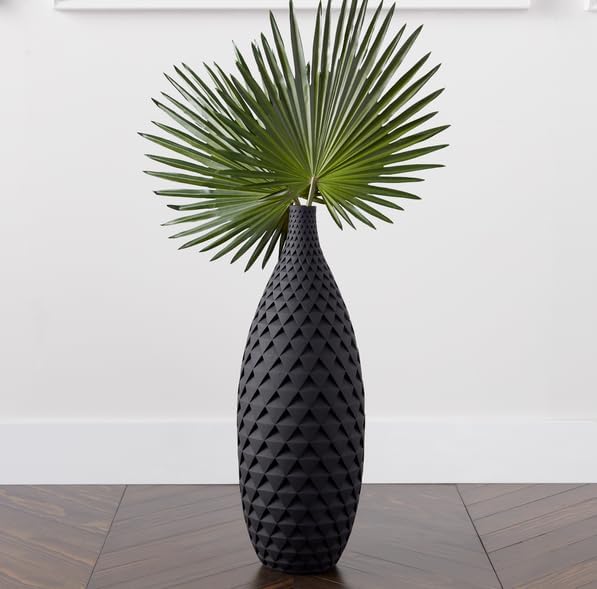 Z Gallerie Cairo Floor Vase - Geometric Faceted Tall Vessel (Plant Not Included) - Black
