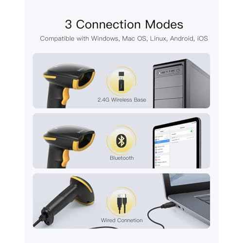 Inateck AI Barcode Scanner Bluetooth, 1D Handheld Scanner Wireless, Handheld Scanner with APP and SDK, 1 Charge 3 Months, BCST-21 AI
