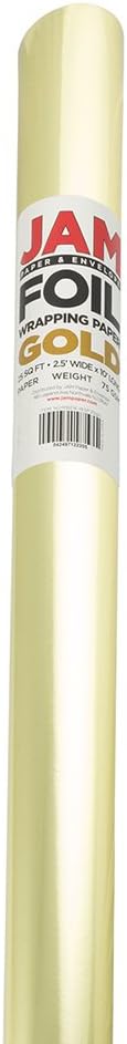 JAM Paper Gift Wrap - Metallic Wrapping Paper - 50 Sq Ft - Gold Foil - 2 Rolls/Pack