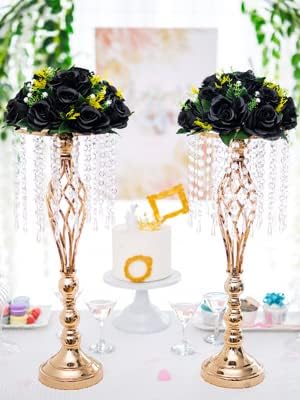 Flower Centerpieces for Wedding Tables: Halloween Table Decorations Black Flower Balls Centerpieces for Engagement Cerebration Party Gothic Center Pieces 2 Packs