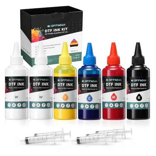 OFFNOVA Premium DTF Ink (100ML*6 (CMYK + 2W)), DTF Ink Refill for DTF Inkjet Printer ET-8550, XP-15000, L1800, L805, R1390, R2400, Direct to Film Heat Transfer Printing