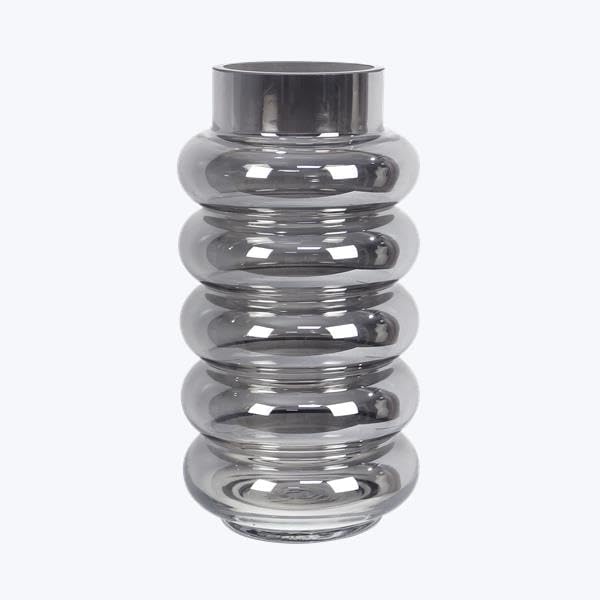 Young's Inc Handblown Mercury Glass Tabletop Vase Smoke Gray