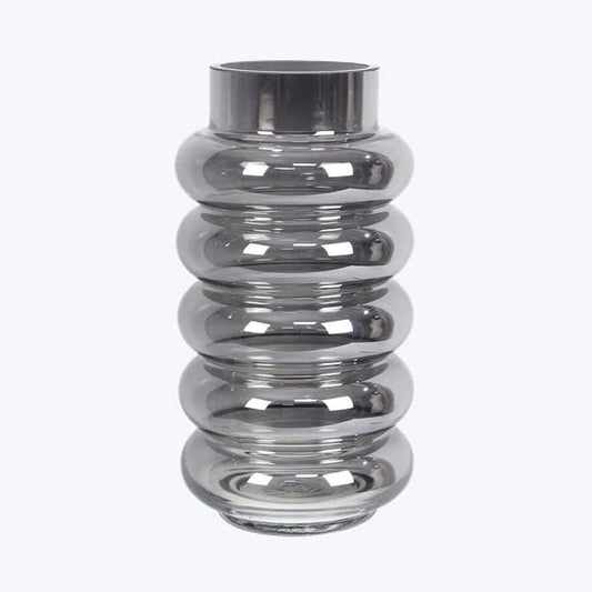 Young's Inc Handblown Mercury Glass Tabletop Vase Smoke Gray