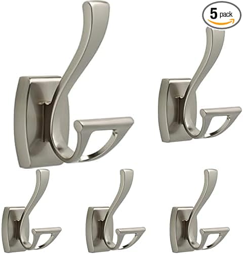 Delta Dansant Towel Hook Satin Nickel | Wall Mounted | Bathroom Hardware | Model 135241 | Pack of 5