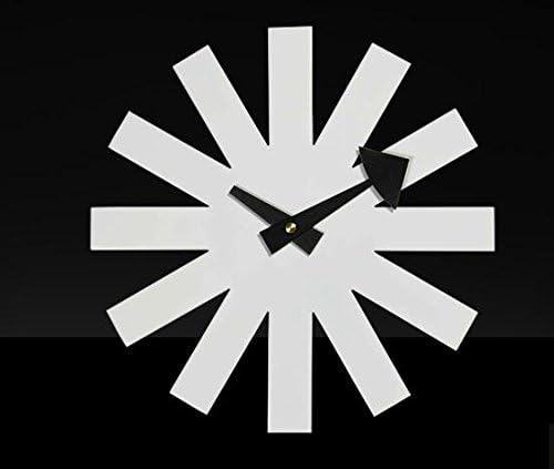 SHISEDECO Modern Non Ticking Mid Century Retro Design Decorative Silent Wall Quartz Clocks 10 Inch for Home, Living Room, Office and Bedroom etc.(Asterisk Clock White)