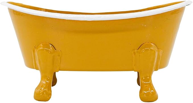 Foreside Home and Garden Mustard Enamel Bathtub Soap Dish Planter Metal by Foreside Home & Garden
