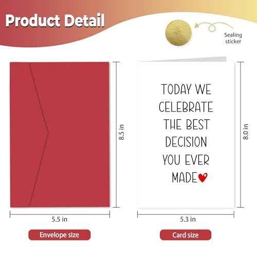 Heollaok Funny Anniversary Card for Husband or Wife - Today We Celebrate the Best Decision You Made - I Love You Gifts, Happy Anniversary Cards for Couples