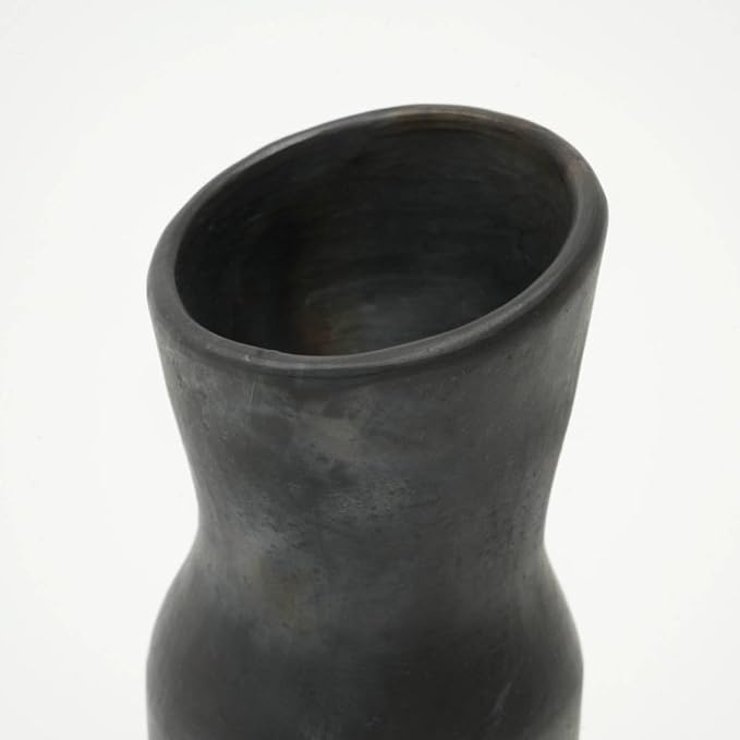 Handmade Longpi Black Pottery Vase Traditional Clay Art Piece for Home Decor and Flower Arrangement