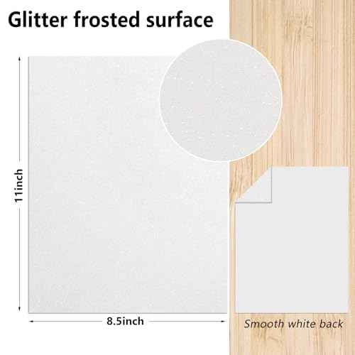 OcePor Glitter Cardstock, 25 Sheets White Cardstock, Glitter Paper for Cricut, Crafts and DIY, 8.5¡±x11¡±Shimmer cardstock for Birthday, Wedding Party Decor(92 lb/250 gsm)