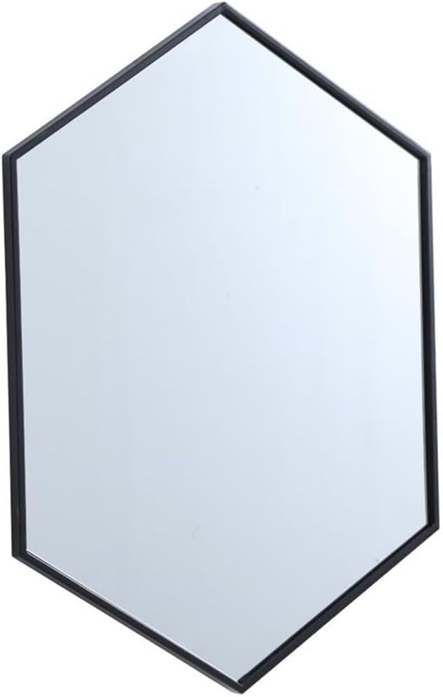 Elegant Decor Eternity 34" x 24" Hexagonal Metal Frame Mirror in Black