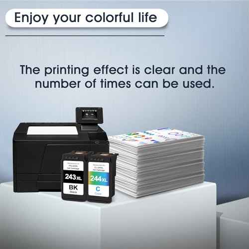 243XL and 244XL Combo Pack Ink Cartridge for Canon Printer Ink PG-243 CL-244 for Canon PG243 CL244 XL Compatible for TS3122 MX492 MG2522 MG2922 MG2420 TR4520 Printer (1 Black 1 Color)