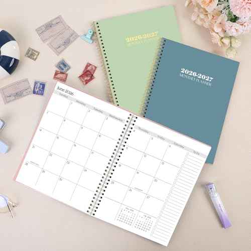 SKYDUE Monthly Planner 2026-2027, 24 Months Calendar Planner 2026-2027, 7.5" x 10" B5 Planner, Twin-wire Spiral Bound, Durable Waterproof Cover, Thick No-Bleed Paper, Pink