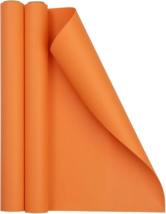 JAM Paper Gift Wrap - Matte Wrapping Paper - 52.6 Sq Ft Total (17 in x 18 Ft Each) - Matte Orange - 2 Rolls/Pack