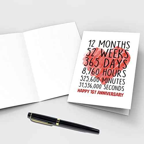 Qiliji Happy 1st Anniversary Card for Him Her, First Wedding Anniversary Greeting Card, Funny One Year Together Anniversary Card