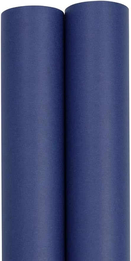 JAM Paper Gift Wrap - Matte Wrapping Paper - 52.6 Sq Ft Total (17 in x 18 Ft Each) - Matte Presidential Blue - 2 Rolls/Pack
