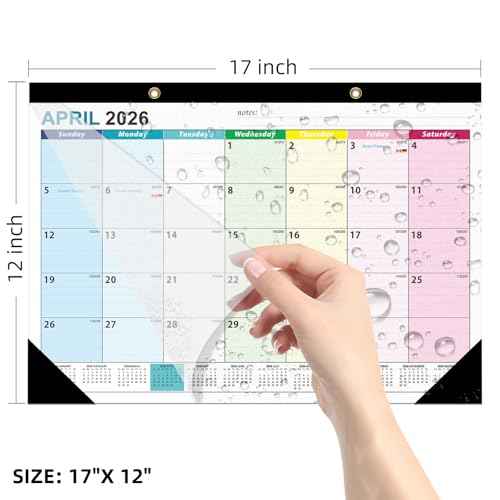ZTX Desk Calendar 2026-2027 Calendar Wall Calendars 2026-2027-18 Month Planner Big 17"x12" Jan.2026-Jun.2027 Clear Plastic Cover for Home Office School Colorful