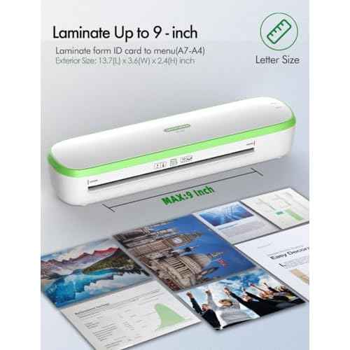 Laminator Machine, 9inch Silent Thermal Laminator with Complete Set for Home Office School