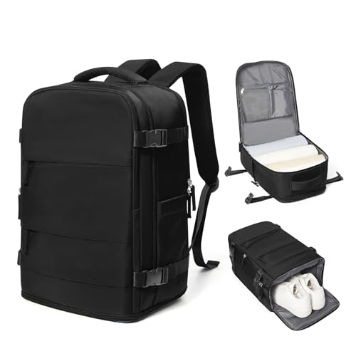 coowoz Travel Backpack Carry On for Women Man Black Gym Backpack with Laptop Compartment Mochila de Viaje Teacher Personal Item Backpacks Rucksack Airplane Accessories Must Haves Small