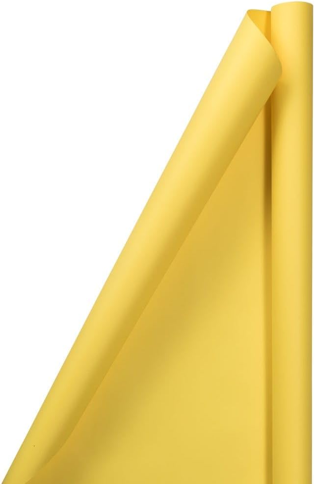 JAM Paper Gift Wrap - Matte Wrapping Paper - 100 Sq Ft Total - Matte Yellow - 4 Rolls/Pack