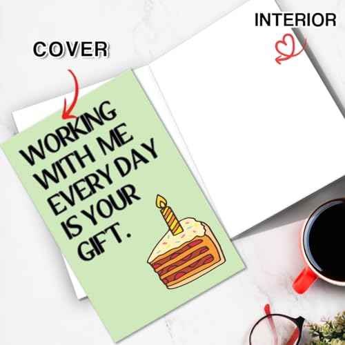 Funny Birthday Card for Coworker, Hilarious Office Birthday Card for Boss Friends Coworker, Working With Us Everyday Is Your Gift