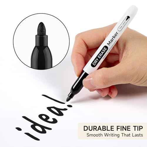 Dry Erase Markers Fine Tip, 30 Pack Black Thin Low Odor WhiteBoard Markers Bulk Set for School Classroom Office Supplies
