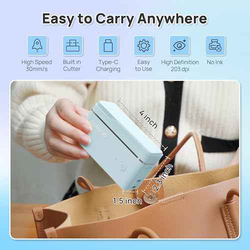 POLONO P31S Label Maker Machine with Tape, Portable Thermal Printer, Portable Bluetooth Label Printer for Organizing Storage Office Home, Sticker Maker Mini Label Maker with Multiple Templates, Blue