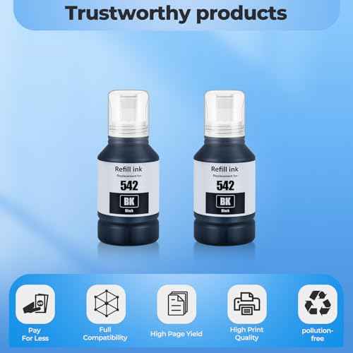 542 Black Ink ET-5880 ET-5850 ET-5150 Replacement for 542 Ink Black for Pro ET-5170 ET-5180 ET-5800 ET-16650 ET-16600 ET5150 ET5170 ET5180 ET5850 ET5800 ET5880 ET16650 Printer, 2 Pack