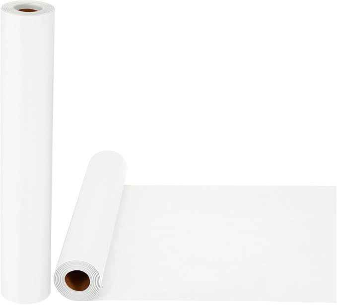 PATIKIL Wrapping Paper, 2 Pack 12"x600"(50') Bulletin Board Paper Roll Kraft Paper Roll Construction 80GSM for Shipping Packing Gift Wrapping Craft Flower Bouquet Christmas, White