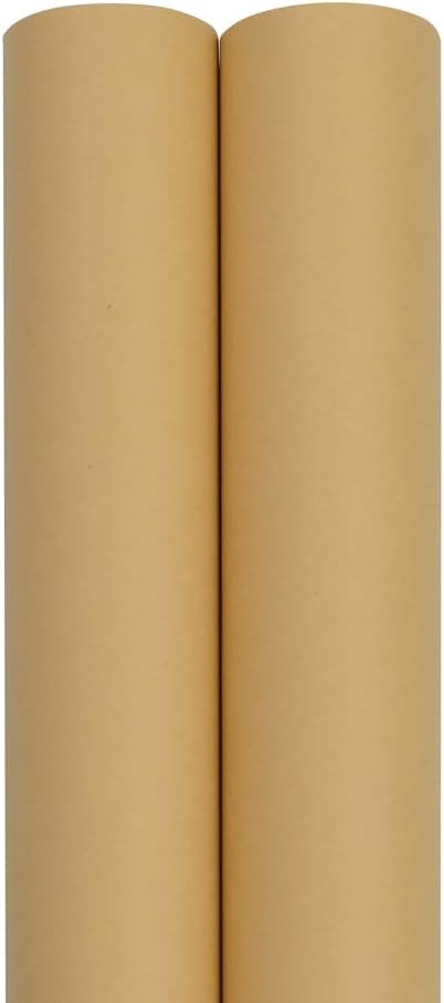 JAM Paper Gift Wrap - Matte Wrapping Paper - 52.6 Sq Ft Total (17 in x 18 Ft Each) - Matte Natural Tan/Light Kraft - 2 Rolls/Pack