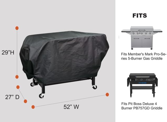 acoveritt RPET Fabric Cover for Flat Griddle Cover, Black；Fit 36" griddles with Hood and Side Shelf foldeble, Dimensions:51"x27"x29"H