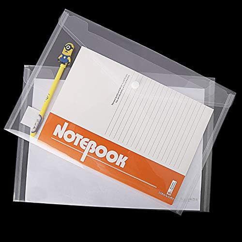 Poly Envelope - 50pcs Clear Waterproof Plastic Folder with Button Closure | Letter/A4 Size