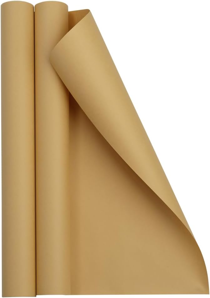 JAM Paper Gift Wrap - Matte Wrapping Paper - 52.6 Sq Ft Total (17 in x 18 Ft Each) - Matte Natural Tan/Light Kraft - 2 Rolls/Pack