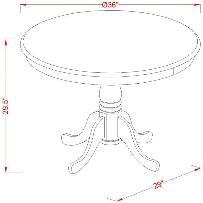 East West Furniture ANT-MAH-TP Antique Dining Room Table - a Round kitchen Table Top with Pedestal Base, 36x36 Inch, Mahogany