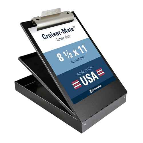 Saunders Metal Clipboard with Storage, Black Dual Layer Nursing Clipboard Folio, Letter Size Paper Organizer, Steel Clip with Self Locking Latch, Form Holder for Office, School & Work - Made in USA