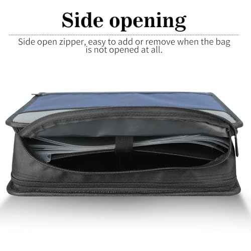 Zzrywuty Zipper Binder, 3 Inch 3-Ring Binder with Zipper, Expanding Folders and Shoulder Straps & Handles, 3" O-Rings with Multiple Pockets£¨for 13" MacBook and Tablet£© for Middle School- Black