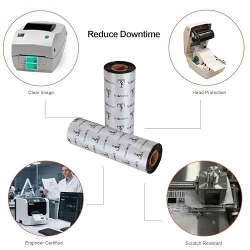 10 Rolls Desktop Thermal Transfer Ribbons -Enhanced Wax, 4.33" x 244'(110mm x 74m), 0.5" Core, for Zebra Desktop Printer