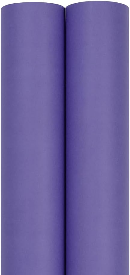 JAM Paper Gift Wrap - Matte Wrapping Paper - 52.6 Sq Ft Total (17 in x 18 Ft Each) - Matte Purple - 2 Rolls/Pack