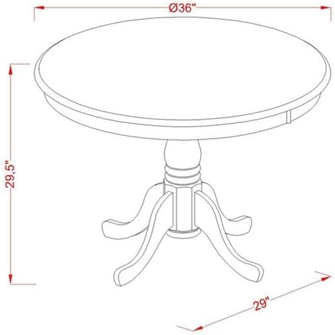 East West Furniture ANT-ANA-TP Antique Dining Room Table - a Round kitchen Table Top with Pedestal Base, 36x36 Inch, Natural